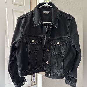 Black denim top shot jacket size 6